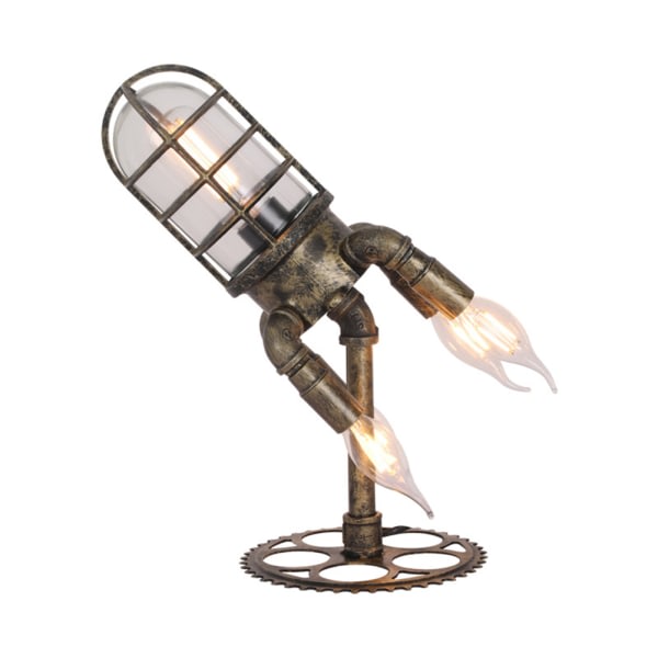 Steampunk Raket Lampa LED Flamma Ljus Nattlampa Vintage Industriell Dekoration