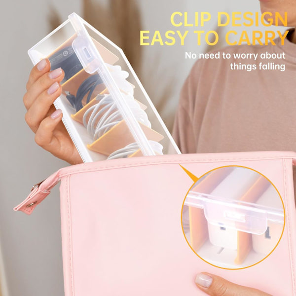 2-pack Cable Organizer Box with Lid, Transparent, Plastic, Charger, Cable, Storage, Office Organization, Multifunctional Accessory
