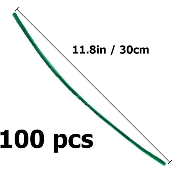 [QD] 100 st Chenille Piprensare, Enfärgade Piprensare för DIY Hantverk och Dekorationer, Chenille Piprensare (Grön)
