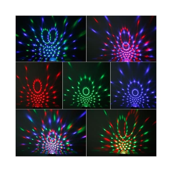PartyLight Diskokule med roterende LED-lys og fjernkontroll_qq
