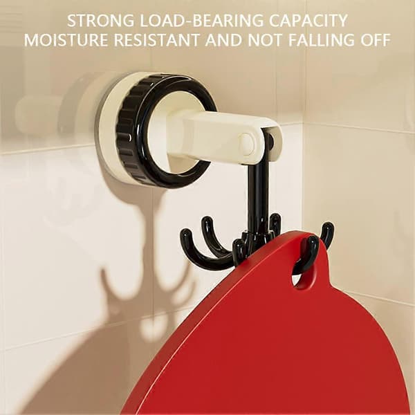 360 Degree Rotating Foldable Hook Non-drilling Multifunctional Utensil Rack with 6 Claws for Kitchen White Black