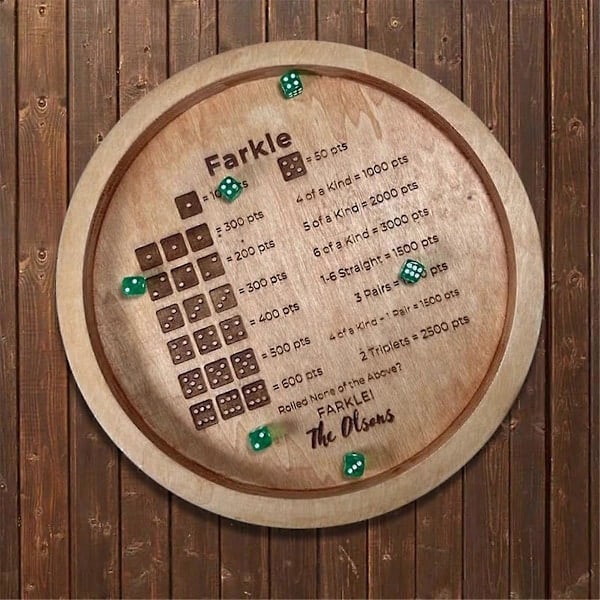 \"QD\" Træterningsbakke til Farkle Classic Dice Game, Farkle terningebakke, Farkle Classic Dice Game, Terningebakke