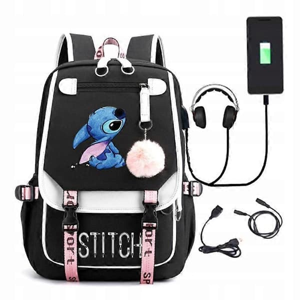 Stitch-koulureppu USB-malleilla A4 Suuri