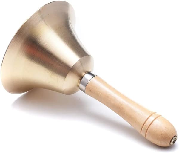 Ringklocka med Handtag, Matklocka för Klassrum, Super Hög Massiv Mässing Handklocka