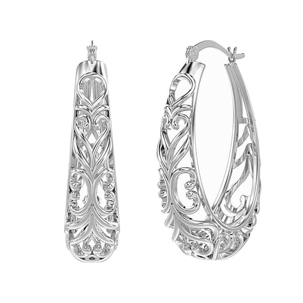 Medium ovale hoops for kvinner Jenter Mote Uthulet tekstur Klikk Topp Pierced Trendy Smykker Julegaver Bursdag
