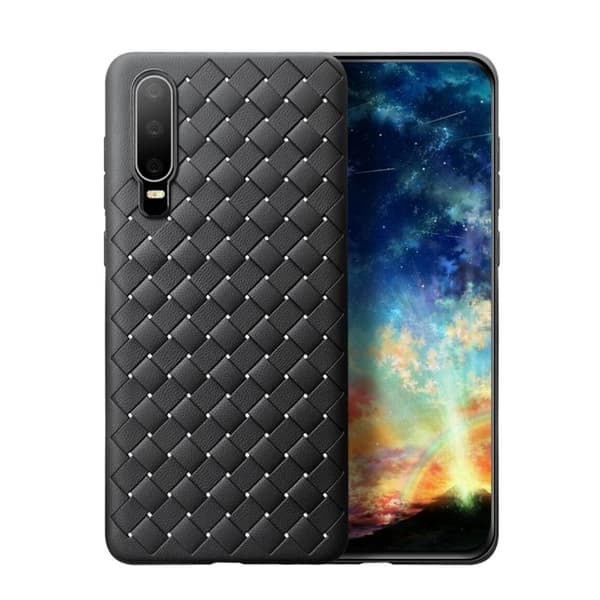 Huawei P20 Mobilcover Flettet Sort Læder Skind_qq