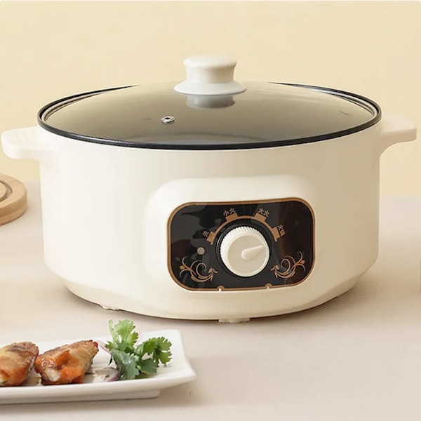 QU.Elektrisk Multikokare 220V Non-stick Multifunktionell Matlagningsmaskin Hotpot Nudlar Ägg Soppa Ångkokare Ris Kokare För Hemmet