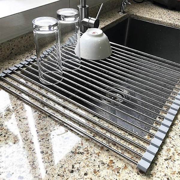Foldable Rollable Dish Rack in Stainless Steel 360 2-Pack