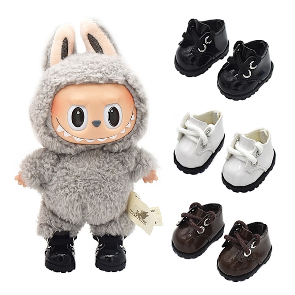 /QU/Labubu Princess Finger Skor 17cm Leksaksdocka Kompatibel Mjuk Plast Läder Dekorativa Tillbehör Brown - 17cm labubu