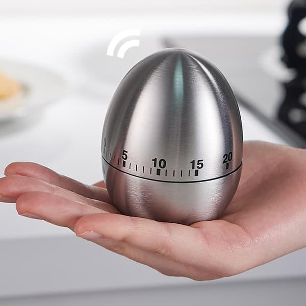 Äggklocka - Köksklocka - Analog Köksklocka - Mekanisk Köksklocka - Timer - Ägg - Rostfritt Stål