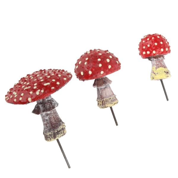 3 stk. Sopp Hagedekor Harpiks Selvlysende Soppdekor Lysende soppstatue dekor Mikrolandskap