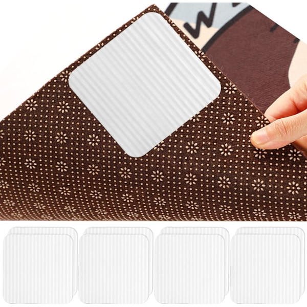 QU)(Vit) 8-pack Halkskydd för Mattor, Anti-Slip Mattgrepp som Håller Din Matta På Plats för Kök Sovrum Li