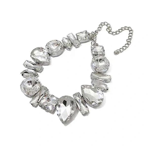 Geometrisk Krystall Choker Halskjede for Kvinner Jenter Tenåringer Vanndråpe Kragebein