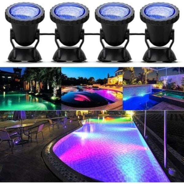 QQU-Vedenpitävät upotettavat LED-valonheittimet RGB-kohdevalo, säädettävät IP68-vedenpitävät lamppuvalot ulkokäyttöön, puutarhaan, uima-altaaseen, lammikkoon [Energialuokka A+]