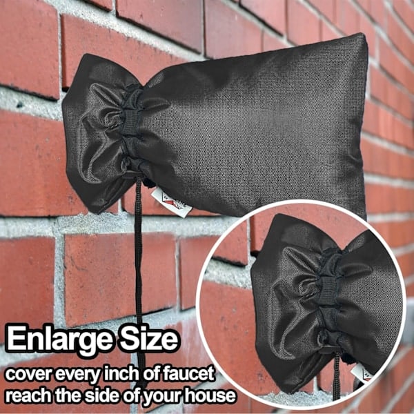 \"QD\" Utomhuskranöverdrag för vinter, 25 cm H x 18 cm B Slangutloppsskydd, Vattentätt & Frostsäkert Isolerat Kranöverdrag, 2 st - Svart
