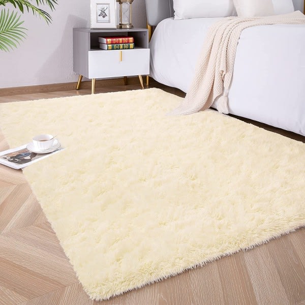 Mjuka fluffiga mattor för barnrum i sovrum Plysch Shaggy Beige 1,3 x 2 Feet