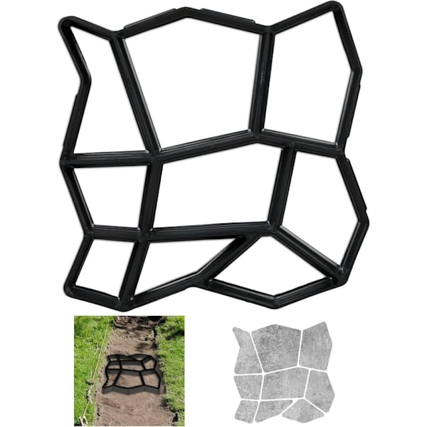 Gatstensform 9 kamre, lav gatsten, havesteppe, betonstøbeform, sort_qq