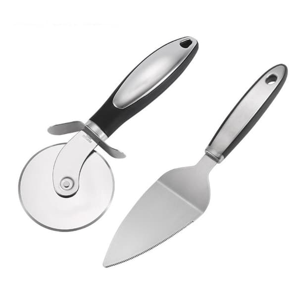 \"QD\" Pizzaskærer Pizza Slicer + Spatel servering i stål køkkenredskab