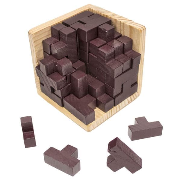 IQ-puslespil i træ, 3D - kube