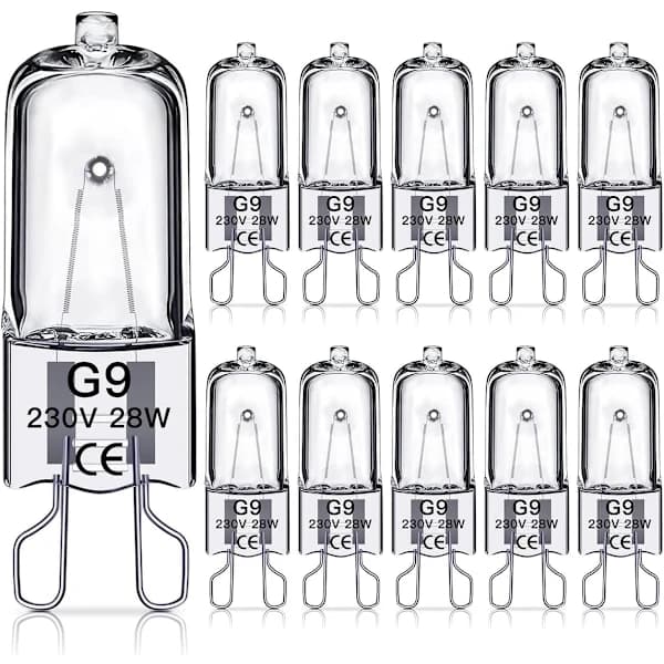 G9 halogenlampor 28W, 230V, 10-pack