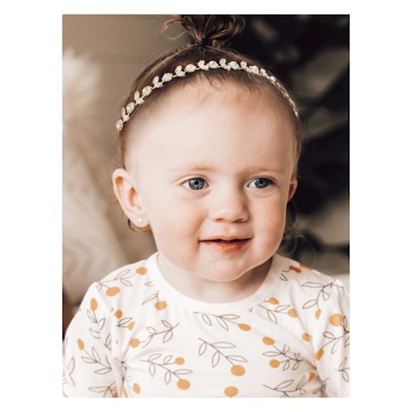 \"QD\" Gull baby jente pannebånd blomsterpike hodeplagg prinsesse krystall bryllup hår tilbehør
