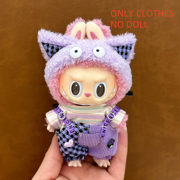 ONLY CLOTHES Söt V1 V2 LABUBU Blind Box Hänge Docka DIY Klä upp Kostym Litet Monster Haklapp Byxor Babykläder Från LBB-34