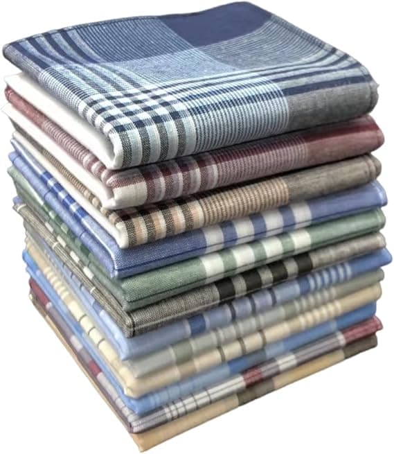 12-pack Herrnäsdukar Bomull 40x40 cm, Bomullsnäsduk - Klassisk Rutig Design B (12pcs)