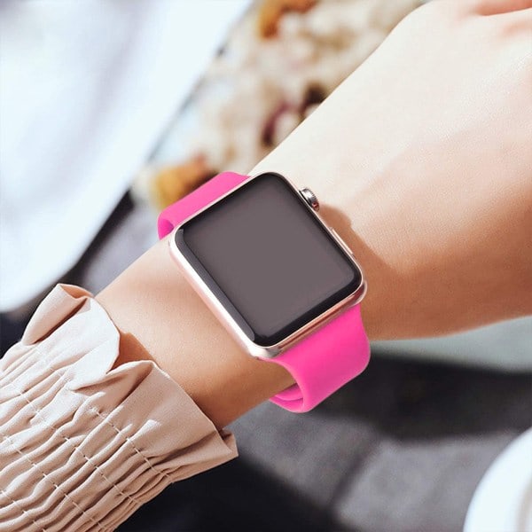 [QD] Sportband kompatibelt med klokke 42-44 mm, mykt silikon erstatningsbånd, sportband kompatibelt med iWatch Series 5/4/3/2/1, S/M, M/L-baREie pudder