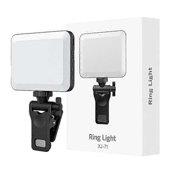 QU/LED videolampe, Tiktok live-udsendelseslys, farvetemperatur 3000K-6500K, 2000 mAh genopladelig clip-on ringlampe til mobiltelefoner, laptops,