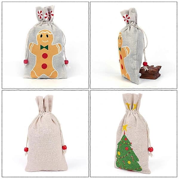 5 st Julklappspåsar Söta Presentpåsar Presentförpackningspåse Dragskopåsar 12X23CM