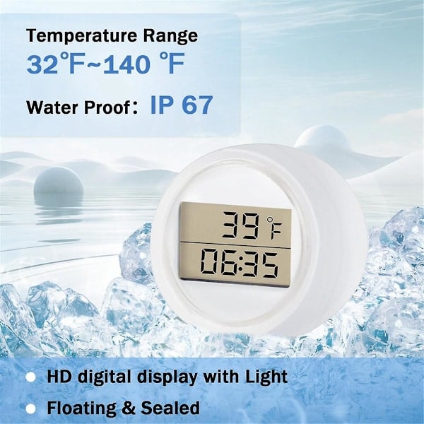Isbads Termometer Timer, Flydende Termometer til Isbad, Vandtæt IP67, Koldt Dyp Termometer & Timer