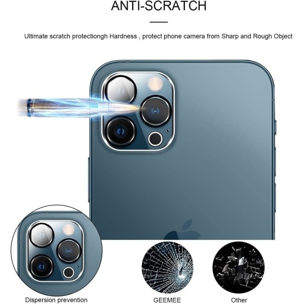 2 kpl iPhone 15 Pro/Pro Max kameran linssisuoja karkaistua lasia - kameran suoja, naarmuuntumisen esto*QN