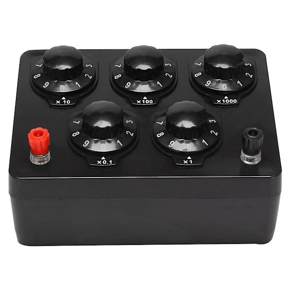 1 stk. sort modstandsboks jern variabel dekademodstand 0-9999,9 ohm til fysisk undervisning & 16 stk.