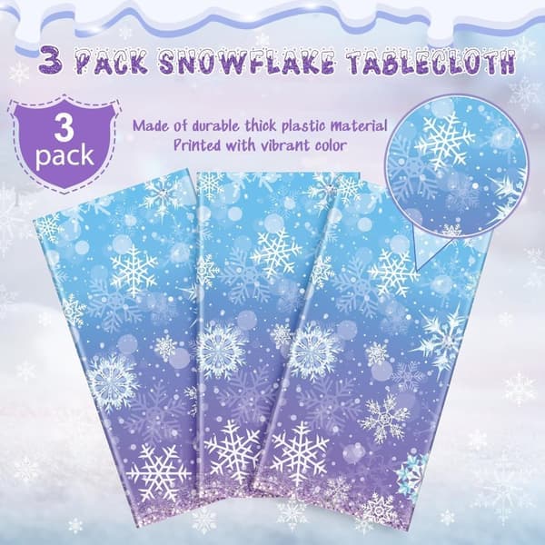 3-pack Julbordsdukar - 137x272 cm - Snöflingemönster - Engångsdukar för Fest