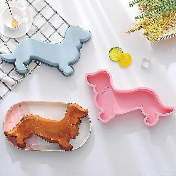 Hundeformet silikonkakeform, matkvalitets non-stick bakeform for bursdagsfestkake og dessertdekorasjon, grå