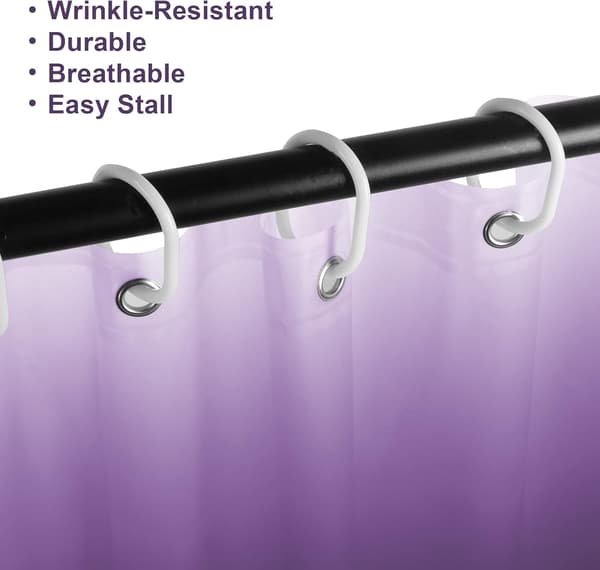 Dusjforhengsett Vanntett Muggresistent Vaffelvevd Polyesterstoff for Bad Ombre Lilla 180x180 cm
