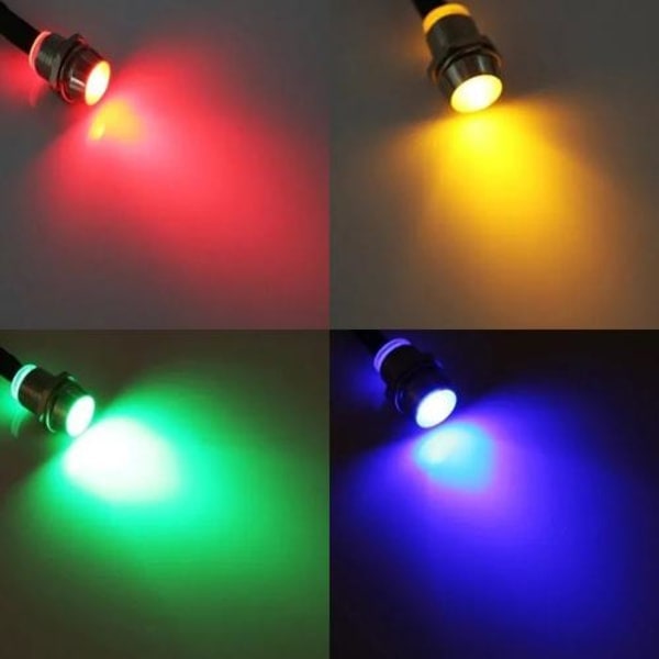 8 mm diverse LED-lampor för infälld panel, 4-pack varningslampor*QN