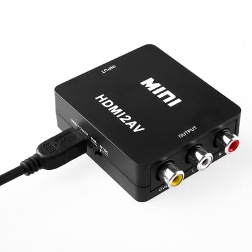 HDMI til AV Adapter - (3x RCA) NTSC / PAL Kompatibel - Sort