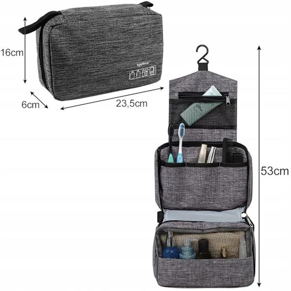 QD-Hanging Toiletry Bag, With Hook, Grey
