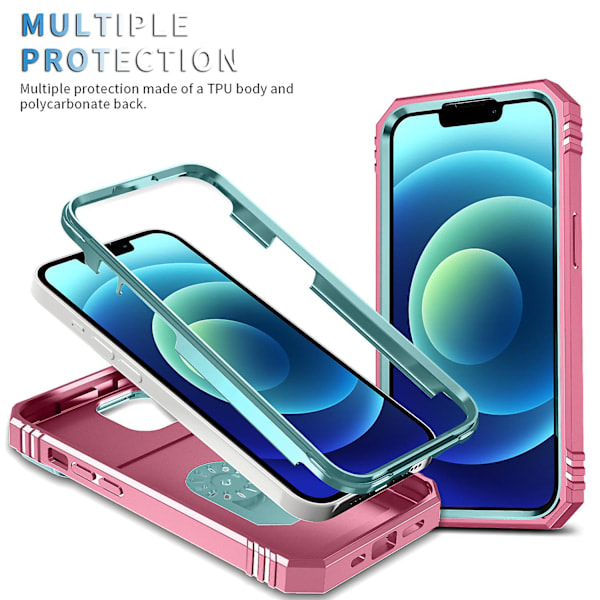 \"QD\" Støtsikkert hardt deksel med linsebeskyttelse kompatibelt for iPhone 13 Mini
