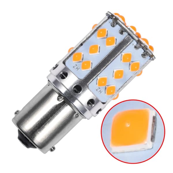 LED-pære for ryggelys, blinklys (ingen hyperblink). (Gul/Amber) 2-pakning.