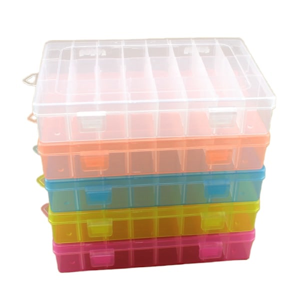 QD-2 stk Transparent Oppbevaringsboks i Plast for Broderigarn, Organizer, Syverktøy Oransje