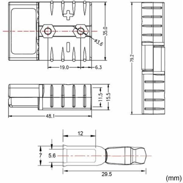#QD#50A 6-10 gauge batterikontaktplugg par Anderson-kontaktbatteri hurtigkoblingskontakt