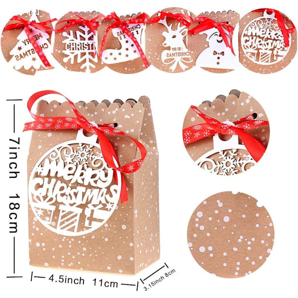 [QD] 24 stk. Julepapir Godteri Gaveesker Kraftpapir Gave Godteriposer for Julegaver