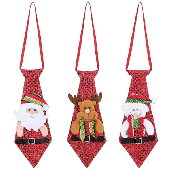 3 st Slitstarka Kreativa Slipsar Jul Polyester Tryckt Slips Julmaterial