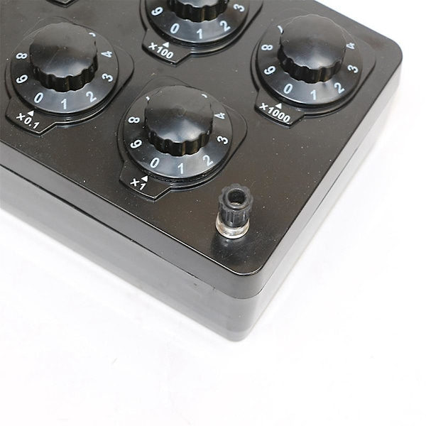 1 stk. sort modstandsboks jern variabel dekademodstand 0-9999,9 ohm til fysisk undervisning & 16 stk.