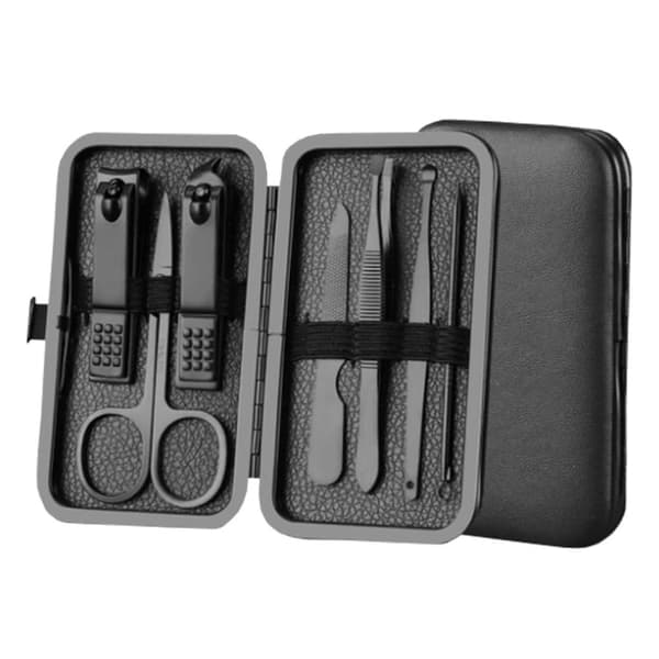 Svart Manikyrset 7 Delar – Nagelklippare Nagelkit Etui_qq
