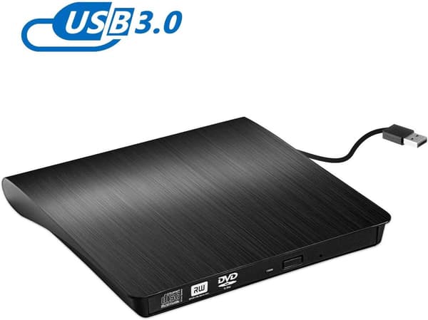 Ekstern DVD CD-drev USB 3.0 CD DVD-brænder Plug and Play til bærbar pc MacBook Windows Linux Mac Sort