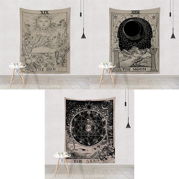 QU) Seinävaate tarot-kuvakudos maaginen tähti päiväpeitto suuri tapetti