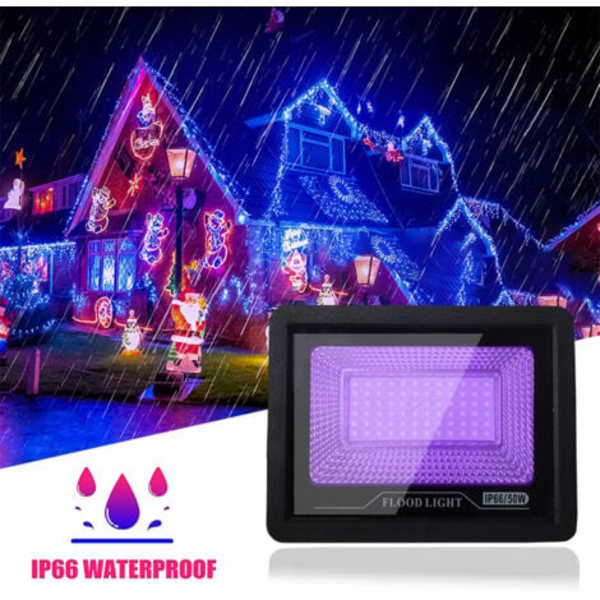 QU/1x Eleganted 50W UV LED Floodlight, 395-400nm Bølgelængde, Sort Lys, IP66 Vandtæt, UV LED Lampe, Effektbelysning til Akvarier